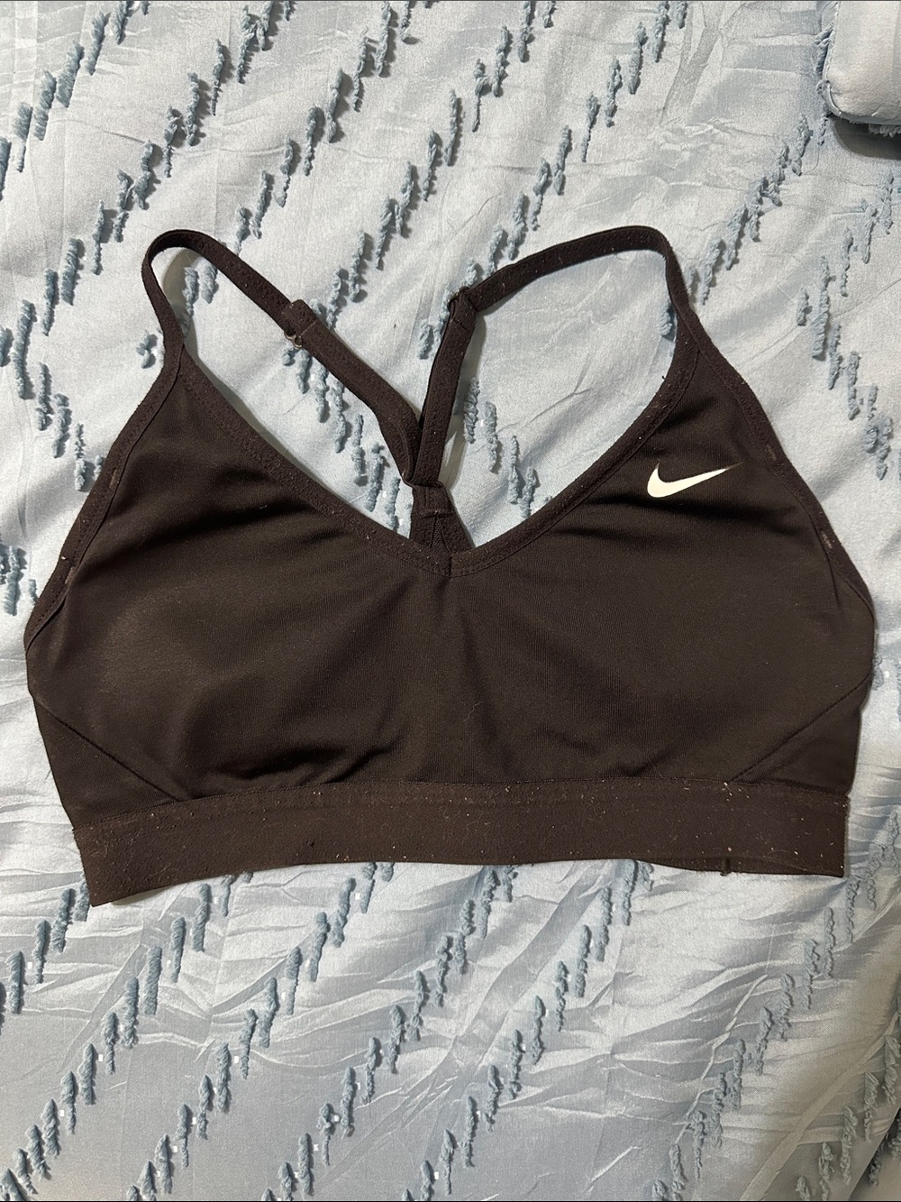 Nike Black Racerback Light-Support Sports Bra with White Swoosh